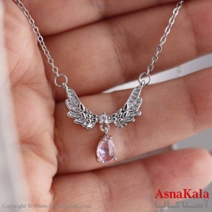 گردنبند پینترستی دخترانه استیل 316 مدل آویز نگین بال فرشته کد GNB16828W