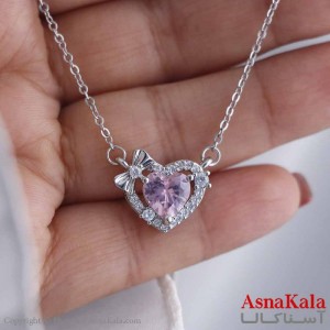 گردنبند پینترستی دخترانه استیل 316 مدل قلبی فول نگین کد GNB16833W