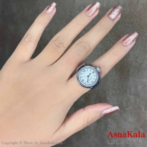 انگشتر زنانه ساعتی  مدل  صفحه عقربه ای دو خطی کد ANG19589W