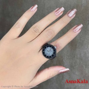 انگشتر زنانه ساعتی  مدل  صفحه عقربه ای ماه کد ANG19593W