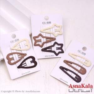 گیره مو تق تقی کارتی مینیمال رنگ نود مجموعه 3عددی کد HAIR13828W