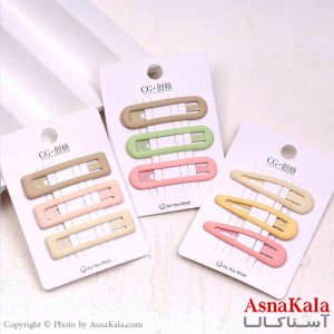 گیره مو تق تقی کارتی مینیمال رنگی مجموعه 3عددی کد HAIR13832W