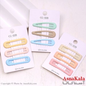 گیره مو تق تقی کارتی مینیمال رنگی مجموعه 3عددی کد HAIR13833W