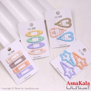 گیره مو تق تقی کارتی مینیمال رنگی ترکیبی کد HAIR13835W