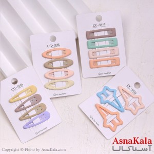 گیره مو تق تقی کارتی مینیمال رنگی ترکیبی کد HAIR13836W