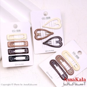 گیره مو تق تقی کارتی مینیمال براق رنگ نود ترکیبی کد HAIR13844W