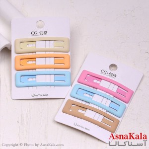 گیره مو تق تقی کارتی مات رنگی مستطیلی مجموعه 3 عددی کد HAIR13848W