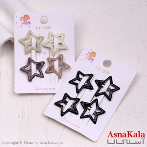 گیره مو تق تقی کارتی پینترستی مدل ستاره ای مجموعه4عددی کد HAIR13875W