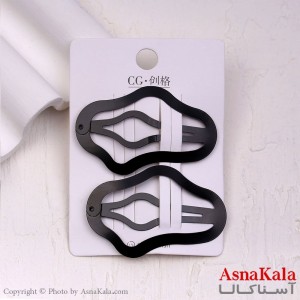 گیره مو تق تقی فلزی مدل ابری مشکی جفتی کد HAIR13891W