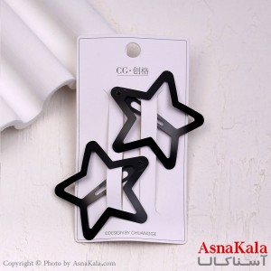 گیره مو تق تقی فلزی مدل ستاره مشکی جفتی کد HAIR13892W
