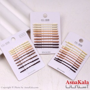 پنس مو زنانه کارتی رنگ نود مجموعه 10عددی کد HAIR13894W