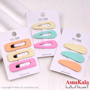 گیره مو تق تقی کارتی مدل مات رنگی مجموعه3عددی کد HAIR13921W