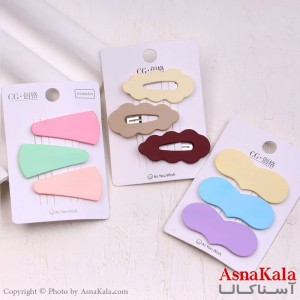 گیره مو تق تقی کارتی مدل مات پاستلی مجموعه3عددی کد HAIR13925W