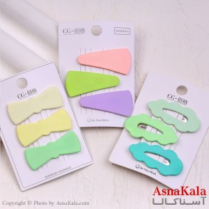 گیره مو تق تقی کارتی مدل مات پاستلی مجموعه3عددی کد HAIR13926W