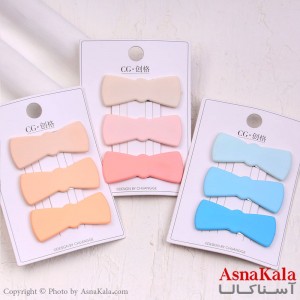 گیره مو تق تقی کارتی مدل پاپیون پاستلی مجموعه3عددی کد HAIR13930W