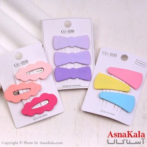 گیره مو تق تقی کارتی مدل مات پاستلی مجموعه3عددی کد HAIR13931W