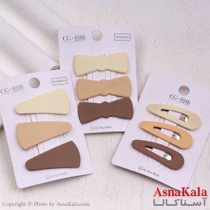 گیره مو تق تقی کارتی مدل مات رنگ نود مجموعه3عددی کد HAIR13934W