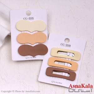 گیره مو تق تقی کارتی مدل مات رنگ نود مجموعه3عددی کد HAIR13936W