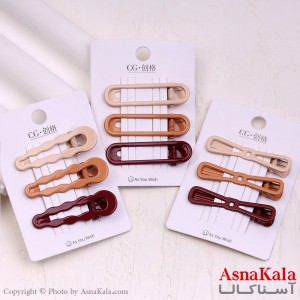 گیره مو انبری کارتی مدل براق رنگ نود مجموعه3عددی کد HAIR13938W
