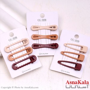 گیره مو انبری کارتی مدل براق رنگ نود مجموعه3عددی کد HAIR13939W