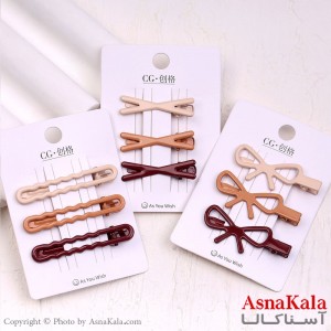 گیره مو انبری کارتی مدل براق رنگ نود مجموعه3عددی کد HAIR13940W