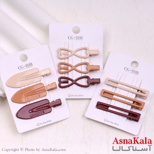 گیره مو انبری کارتی مدل براق رنگ نود مجموعه3عددی کد HAIR13942W