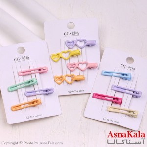 گیره مو زنانه انبری کارتی مینی پاستلی مجموعه 4عددی کد HAIR13948W