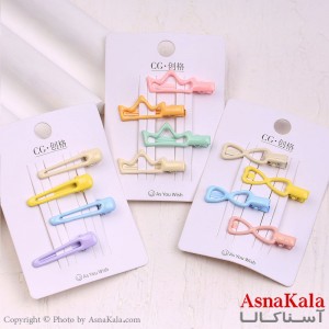 گیره مو زنانه انبری کارتی مینی پاستلی مجموعه 4عددی کد HAIR13952W