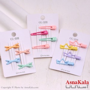 گیره مو زنانه انبری کارتی مینی پاستلی مجموعه 4عددی کد HAIR13953W