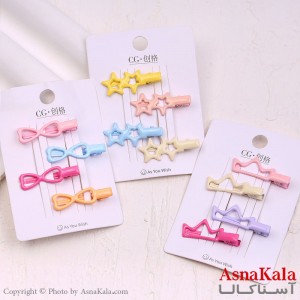 گیره مو زنانه انبری کارتی مینی رنگی مجموعه 4عددی کد HAIR13954W