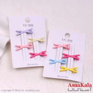 گیره مو زنانه انبری کارتی مینی رنگی مجموعه 4عددی کد HAIR13955W