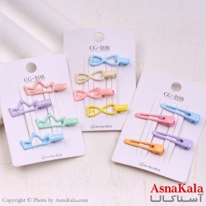 گیره مو زنانه انبری کارتی مینی رنگی مجموعه 4عددی کد HAIR13956W