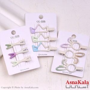 گیره مو زنانه انبری کارتی آبرنگی مجموعه3عددی کد HAIR13958W