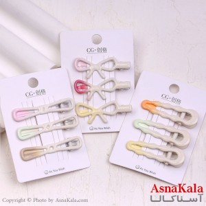 گیره مو زنانه انبری کارتی آبرنگی مجموعه 3عددی کد HAIR13961W