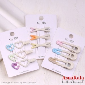 گیره مو زنانه انبری کارتی آبرنگی مجموعه 3عددی کد HAIR13962W