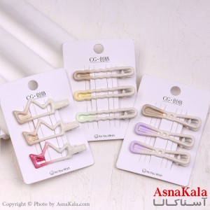 گیره مو زنانه انبری کارتی آبرنگی مجموعه 3عددی کد HAIR13964W