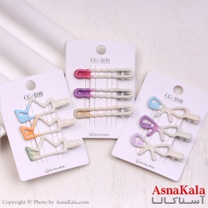 گیره مو زنانه انبری کارتی آبرنگی مجموعه 3عددی کد HAIR13965W