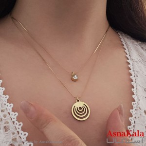 گردنبند پینترستی دخترانه استیل 316 مدل دولاین دایره کد GNB16839W