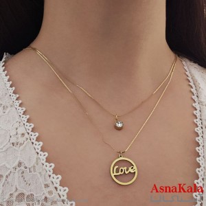 گردنبند پینترستی دخترانه استیل 316 مدل دولاین عشق کد GNB16841W