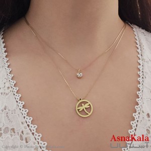 گردنبند پینترستی دخترانه استیل 316 مدل دولاین سنجاقک کد GNB16845W