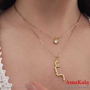 گردنبند پینترستی دخترانه استیل 316 مدل دولاین حروف کد GNB16849W