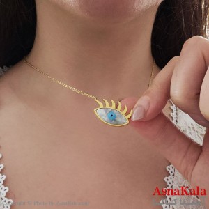 گردنبند مینیمال دخترانه استیل316 مدل چشم زخم کد GNB16855W