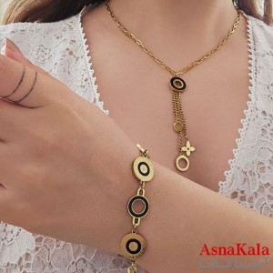 سرویس زنانه استیل 316 شامل گردنبند و دستبند طرح شنل کد NIM14564W