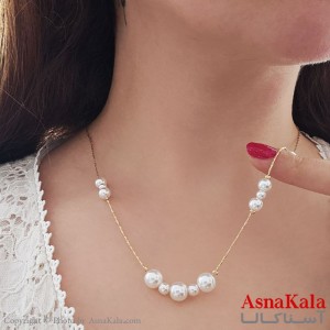 گردنبند ژوپینگ مینیمال دخترانه مدل مروارید سفید کد GNB16863W