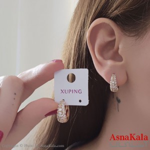 گوشواره حلقه ای دخترانه مینیمال ژوپینگ  فول نگین کد GSH15616W