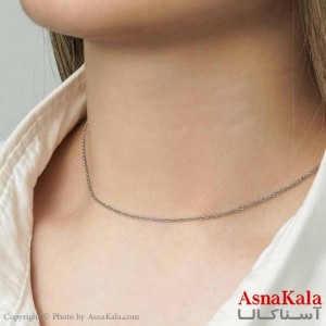 زنجیر مینیمال دخترانه استیل316 مدل دیپلمات نقره ای کد GNB16888W