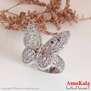 انگشتر زنانه طلاروس  مدل پروانه نگینی کد ANG19630W