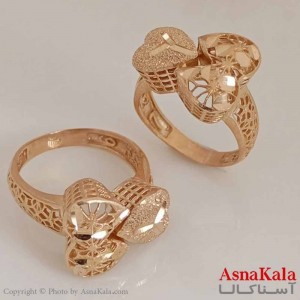 انگشتر زنانه طلاروس  مدل قلب برجسته کد ANG19634W