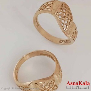 انگشتر زنانه طلاروس  مدل هلالی طلایی کد ANG19660W