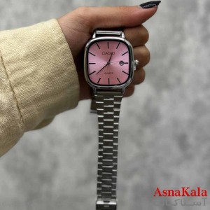ساعت مچی عقربه ای مردانه و زنانه کاسیو بند استیل صفحه صورتی کد WTCH11238W